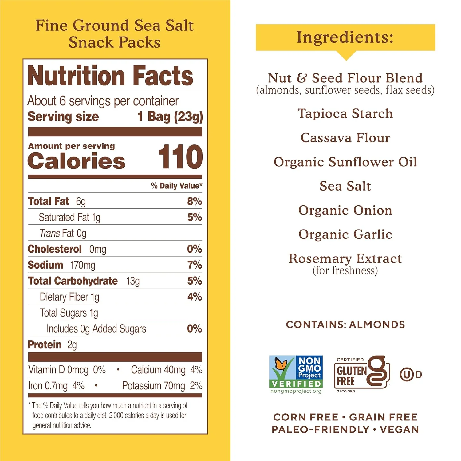 Sea Salt Almond Flour Crackers 6 CT Snack Bags (3 Pack) - Image 3
