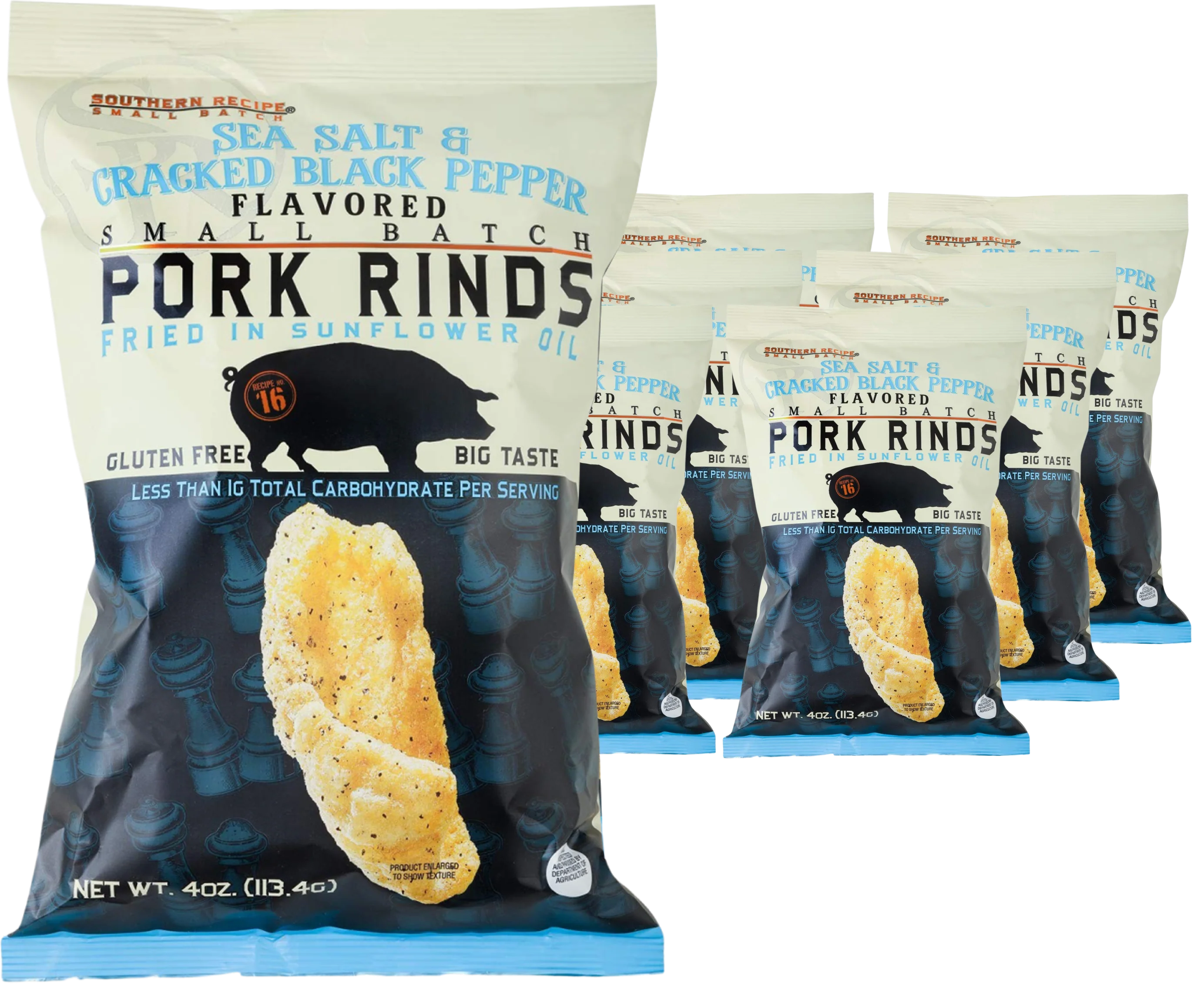 Sea Salt and Cracked Pepper Pork Rinds (6 Pack)
