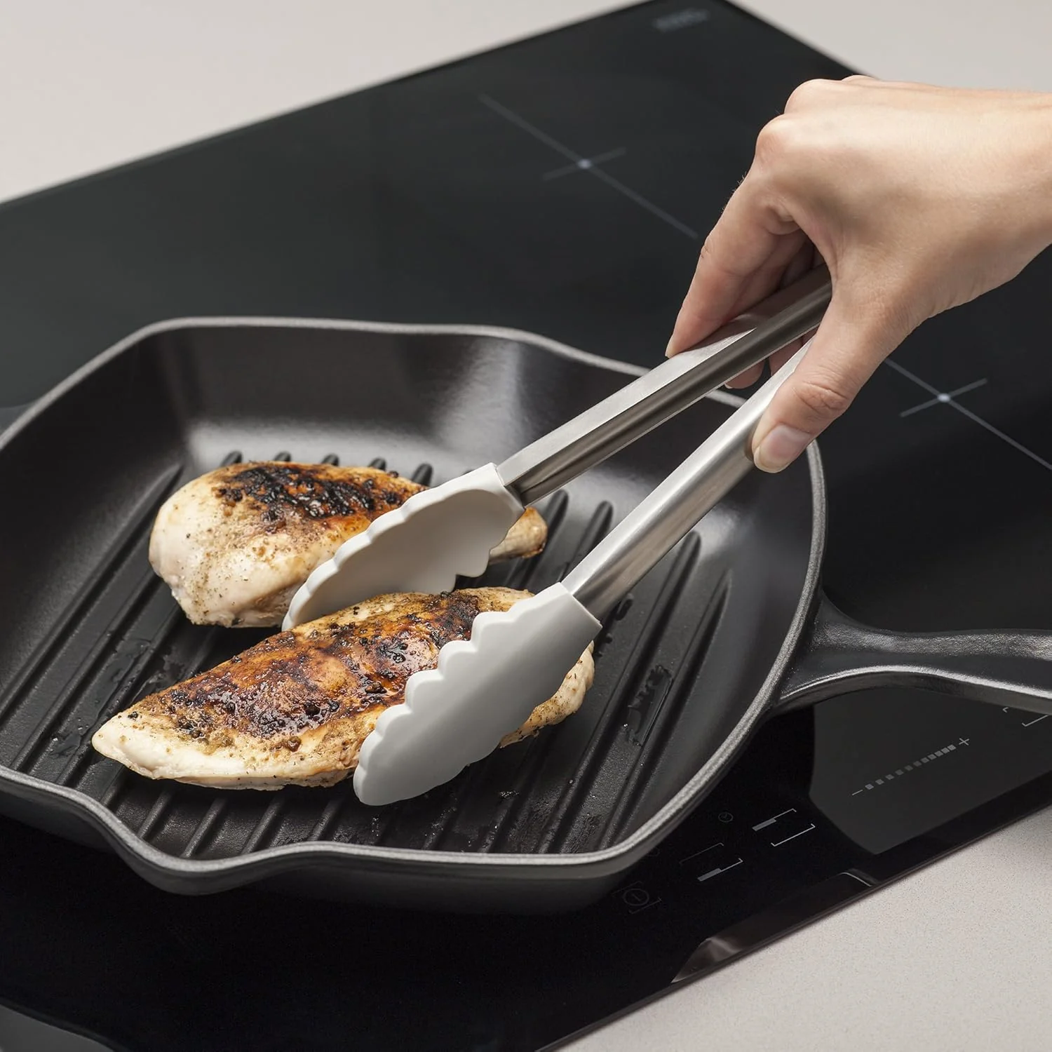 Silicone Cook's Tongs - Light Grey - Image 4