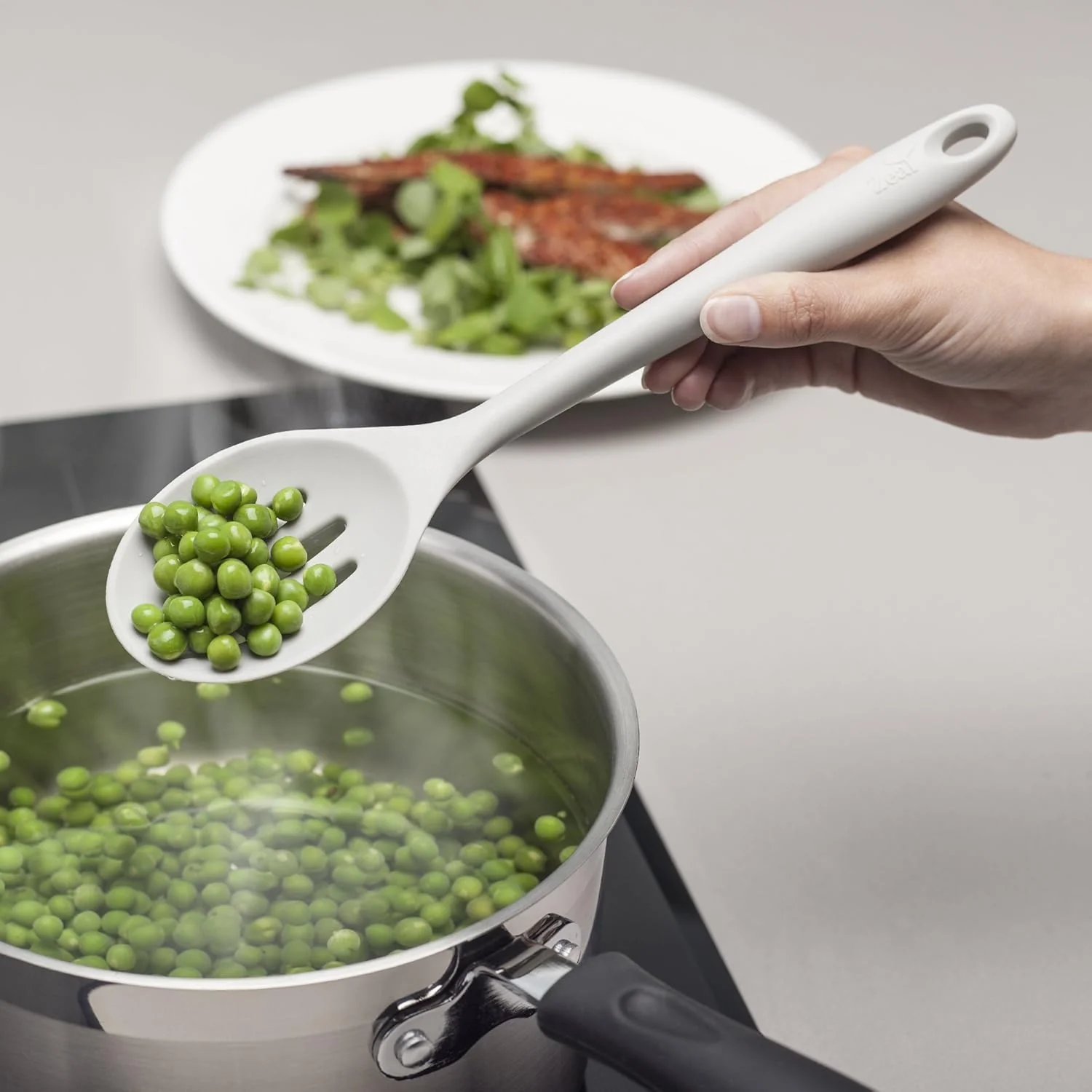 Silicone Slotted Spoon - Light Grey - Image 2