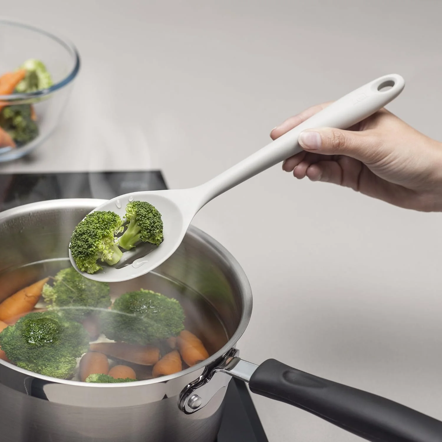 Silicone Slotted Spoon - Light Grey - Image 3