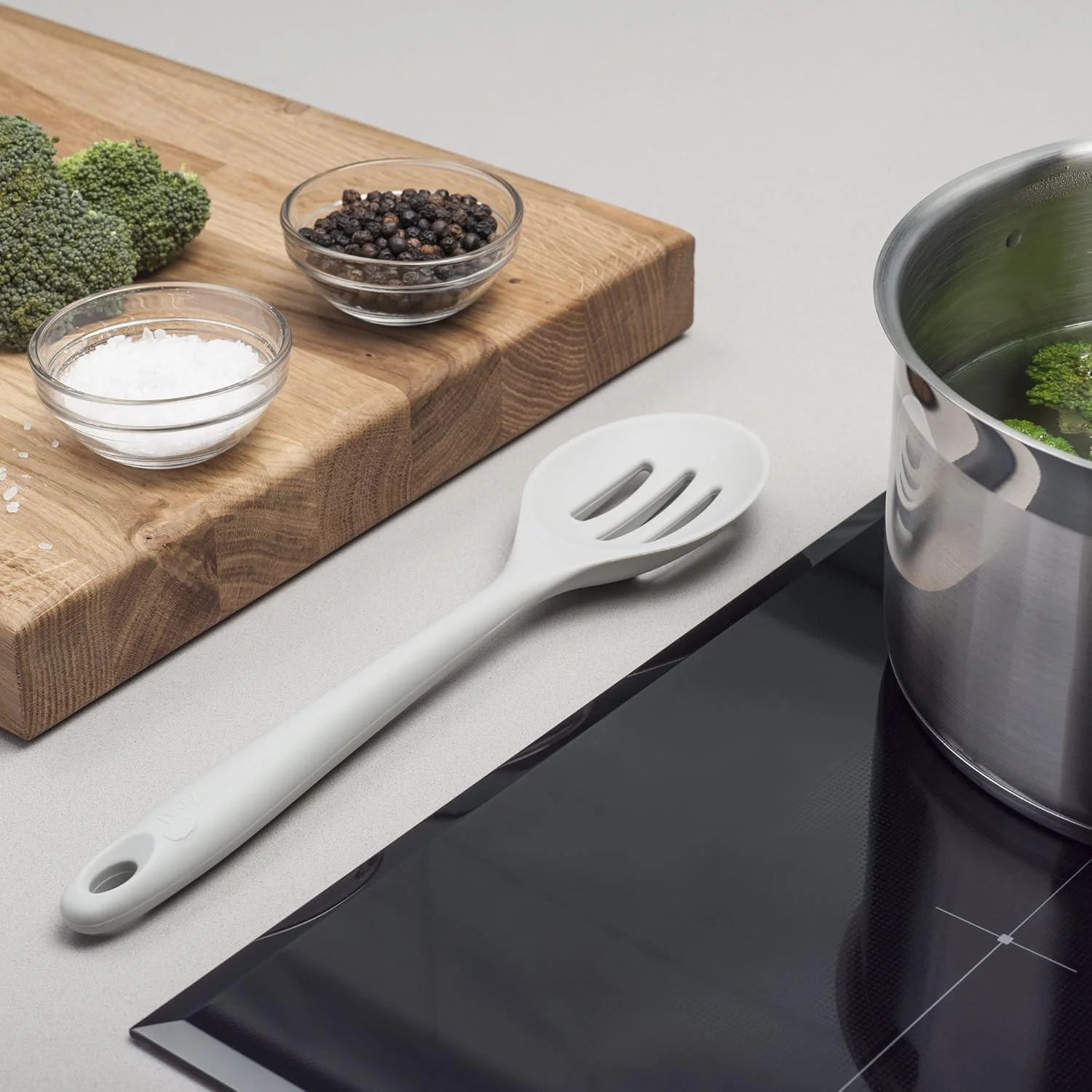 Silicone Slotted Spoon - Light Grey - Image 4