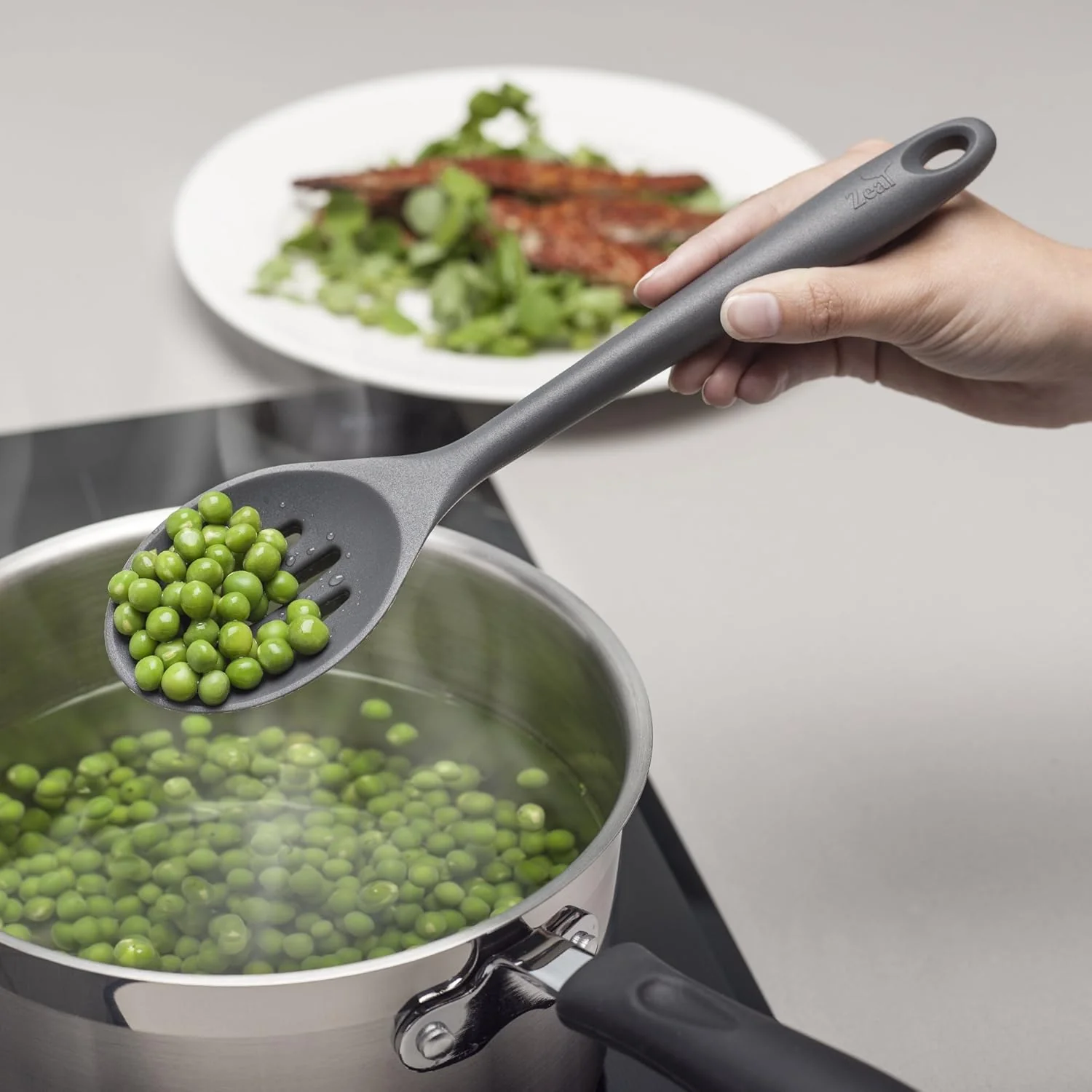 Silicone Slotted Spoon - Dark Grey - Image 5
