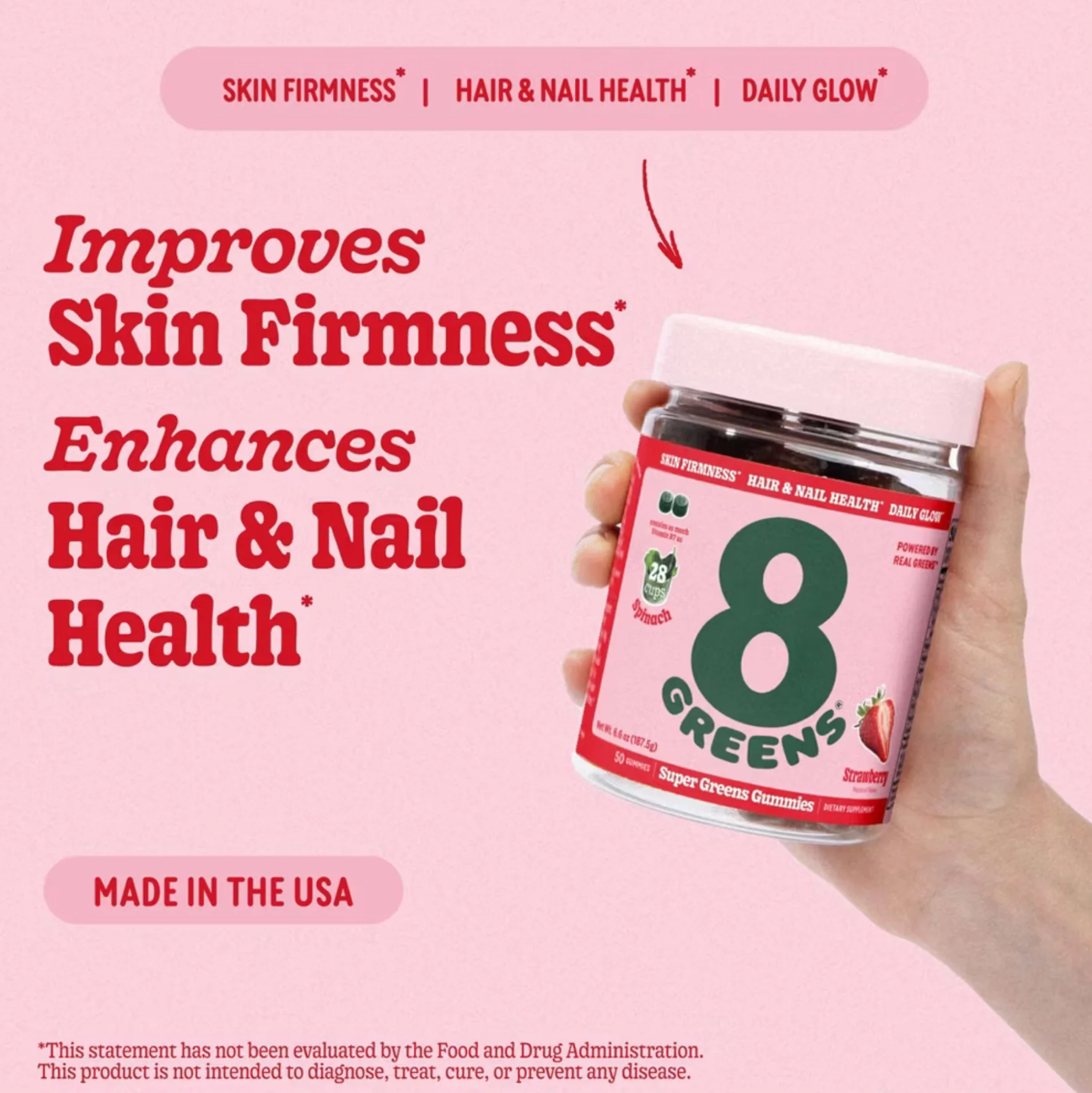 Skin Gummies With Collagen & Biotin Dietary Supplement - Strawberry - Image 2