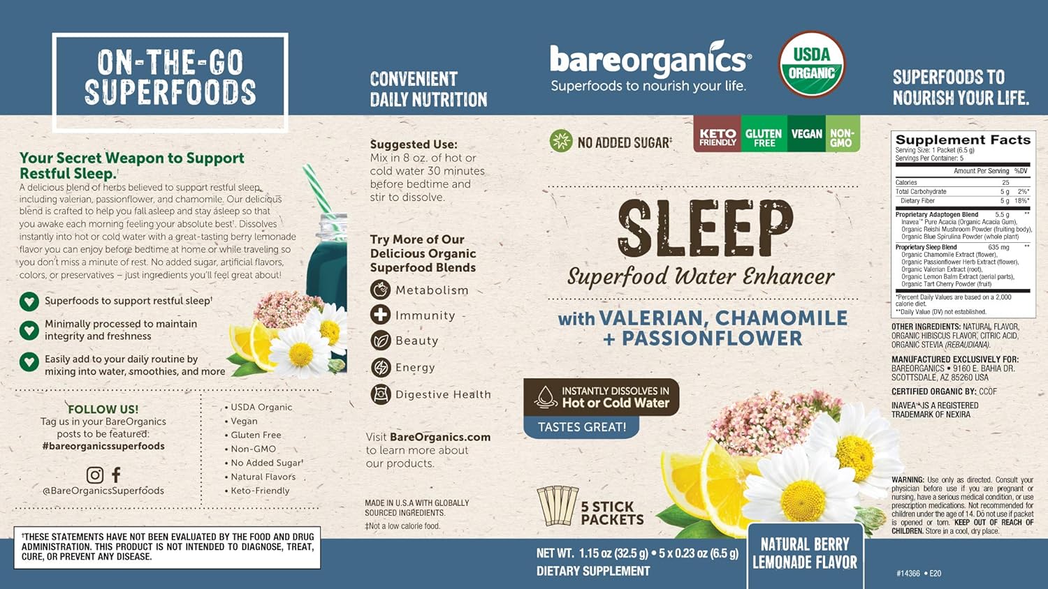 Organic Sleep Superfood Water Enhancer (5 CT) - Image 3