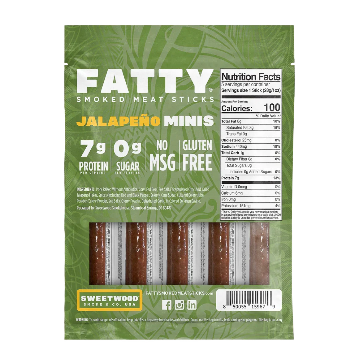 Jalapeno Minis Smoked Meat Sticks (5 CT) - Image 2