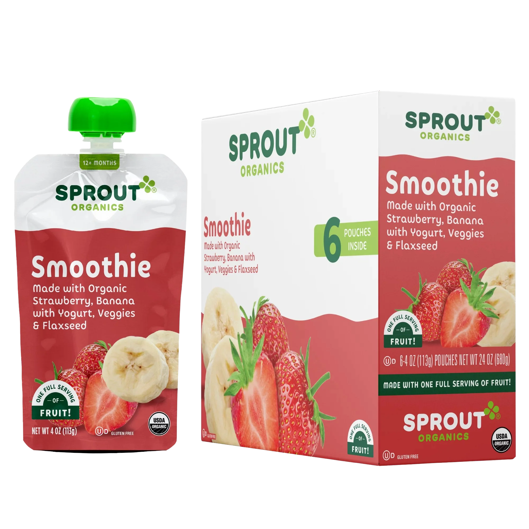 Smoothie with Strawberry Banana Yogurt Veggies and Flax Seed (12+ Months) (6 Pack)