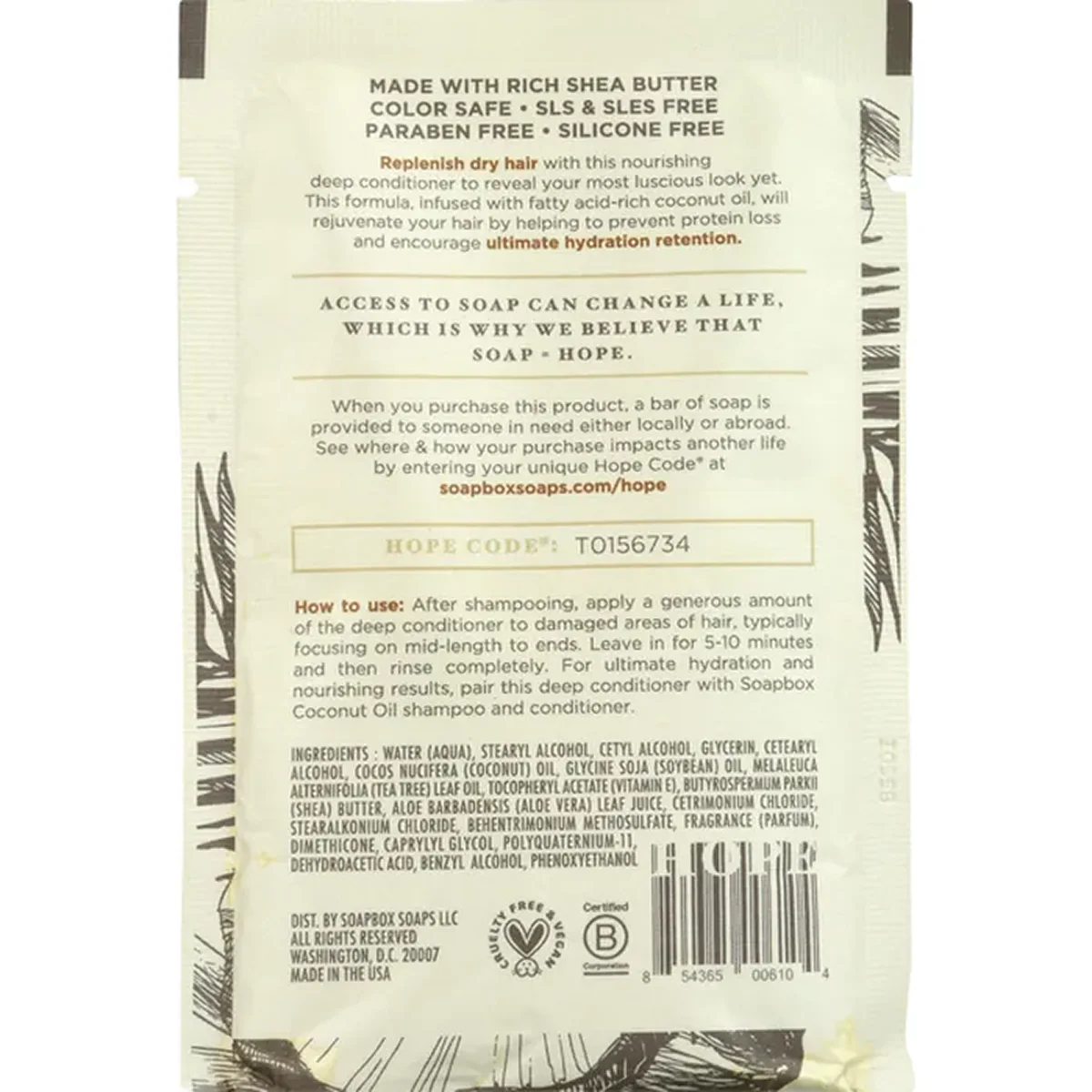 Soapbox Deep Conditioner Packet Coconut Oil Rejuvenating (12 CT) - Image 5