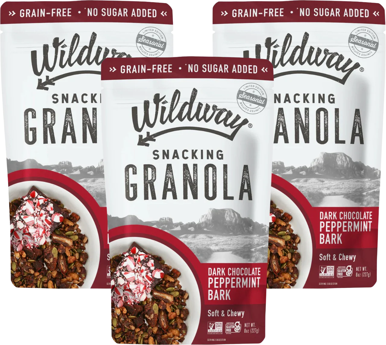Soft & Chewy Snacking Granola Dark Chocolate Peppermint Bark (3 Pack)