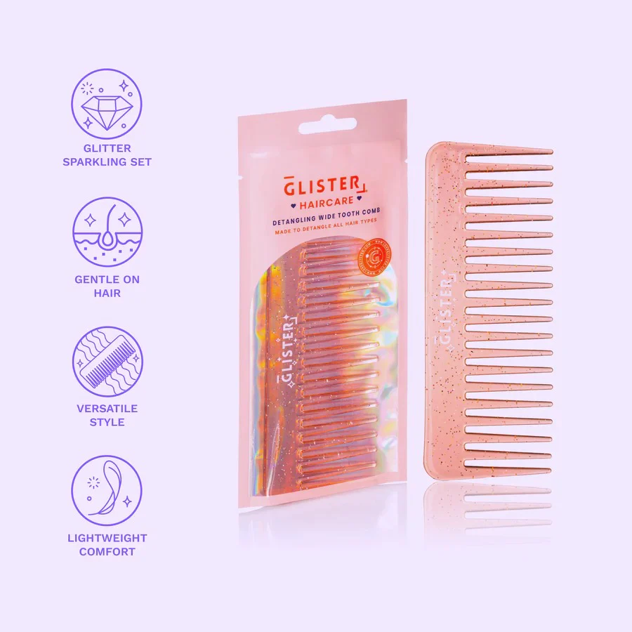 Sparkle Wide Tooth Detangling Comb - Orange - Image 5