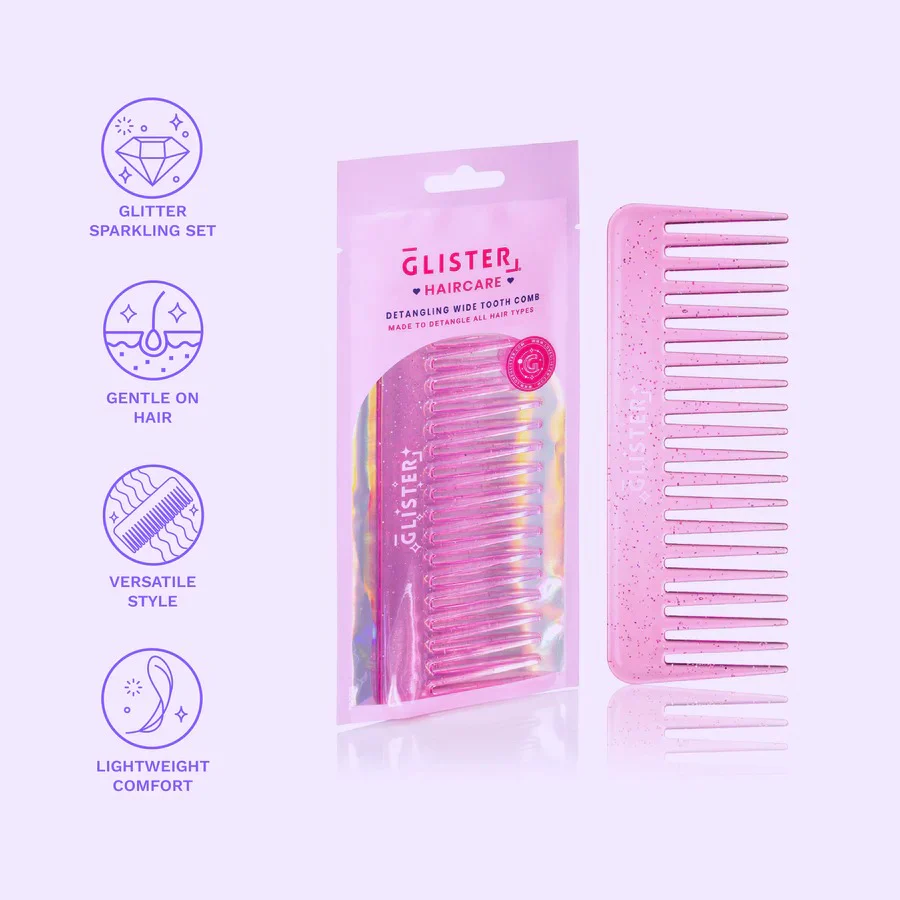 Sparkle Wide Tooth Detangling Comb - Pink - Image 5