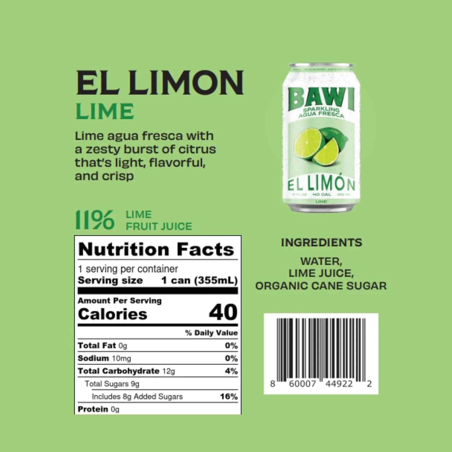 Sparkling Agua Fresca El Limon - Lime (12 Pack) - Image 3