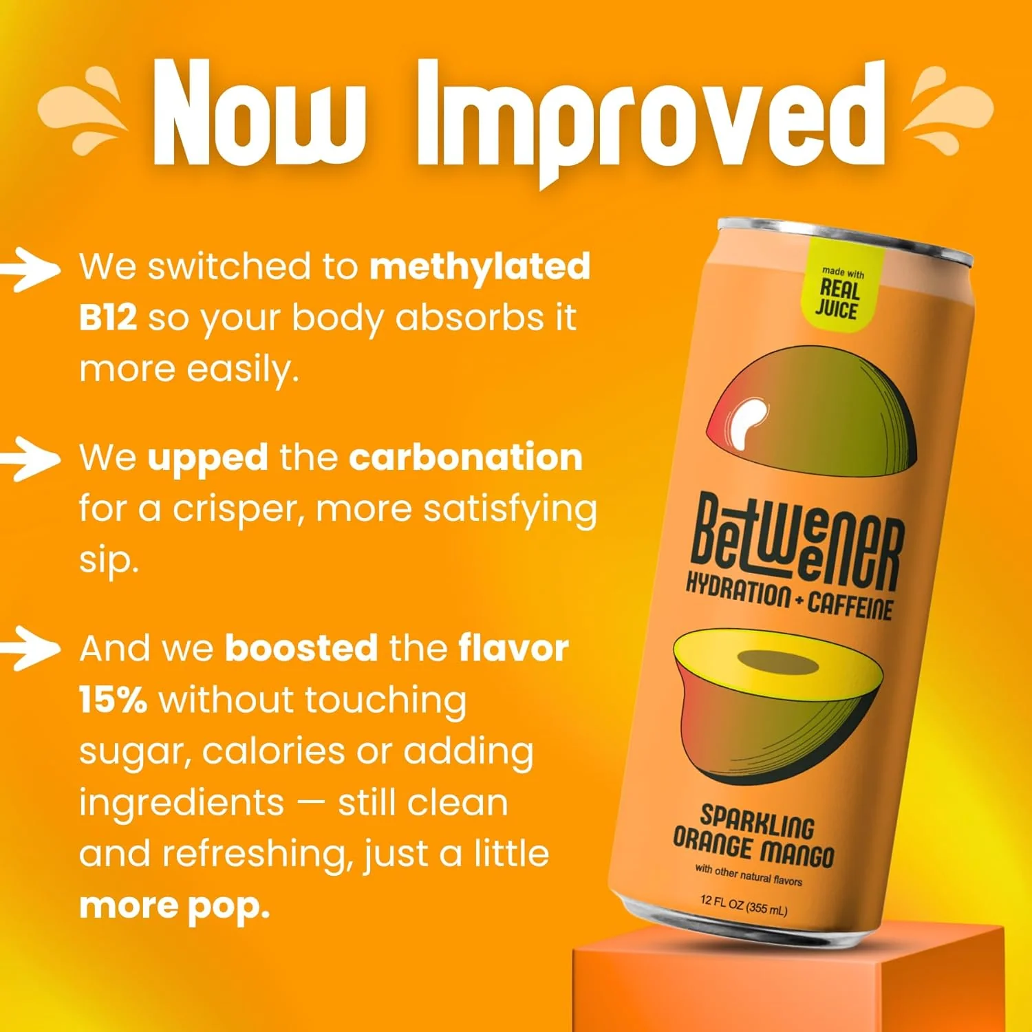 Sparkling Orange Mango Hydration + Caffeine Drink (12 Pack) - Image 3