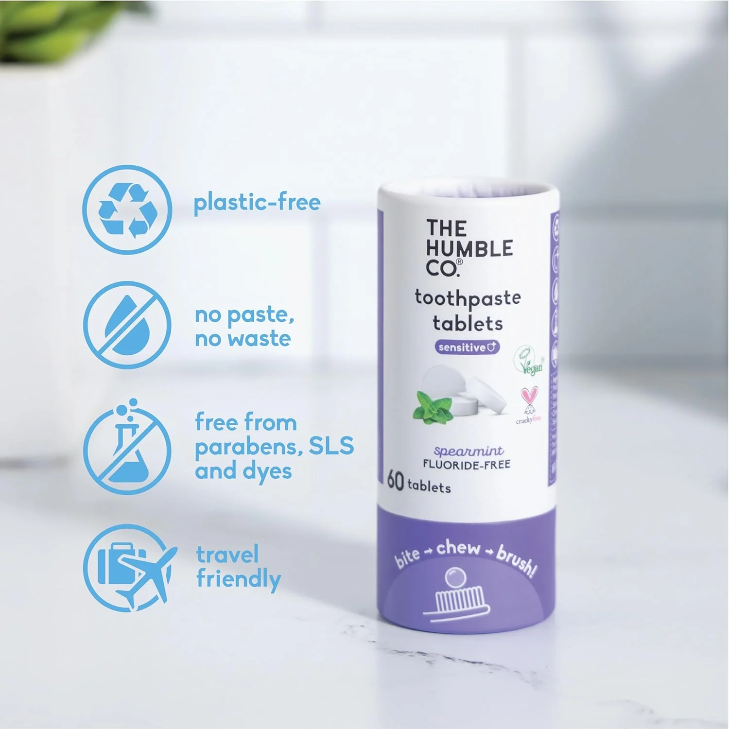 Spearmint Fluoride Free Sensitive Toothpaste Tablets - Image 2