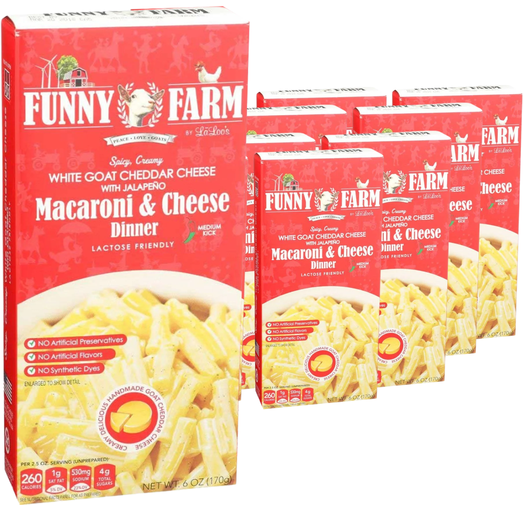 Spicy Creamy White Goat Cheddar with Jalapeno Mac & Cheese (8 Pack)