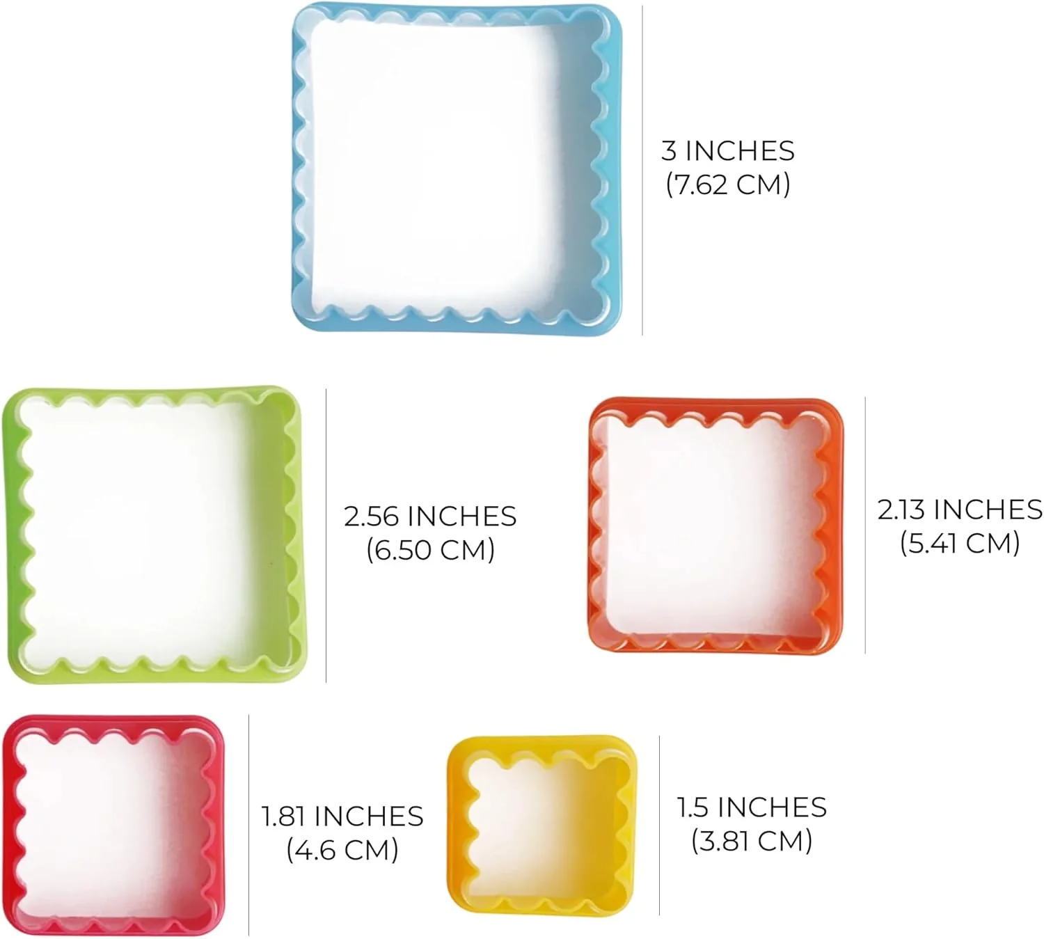 Square Cookie Cutter Set - Assorted Colors (5 Piece) - Image 3