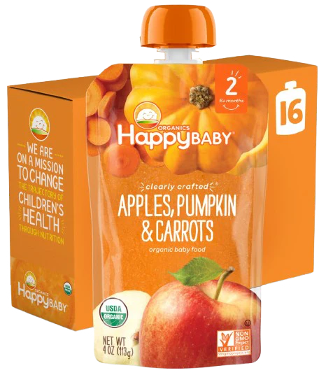 Stage 2 Organic Apples, Pumpkin and Carrots Baby Food (16 Pack)