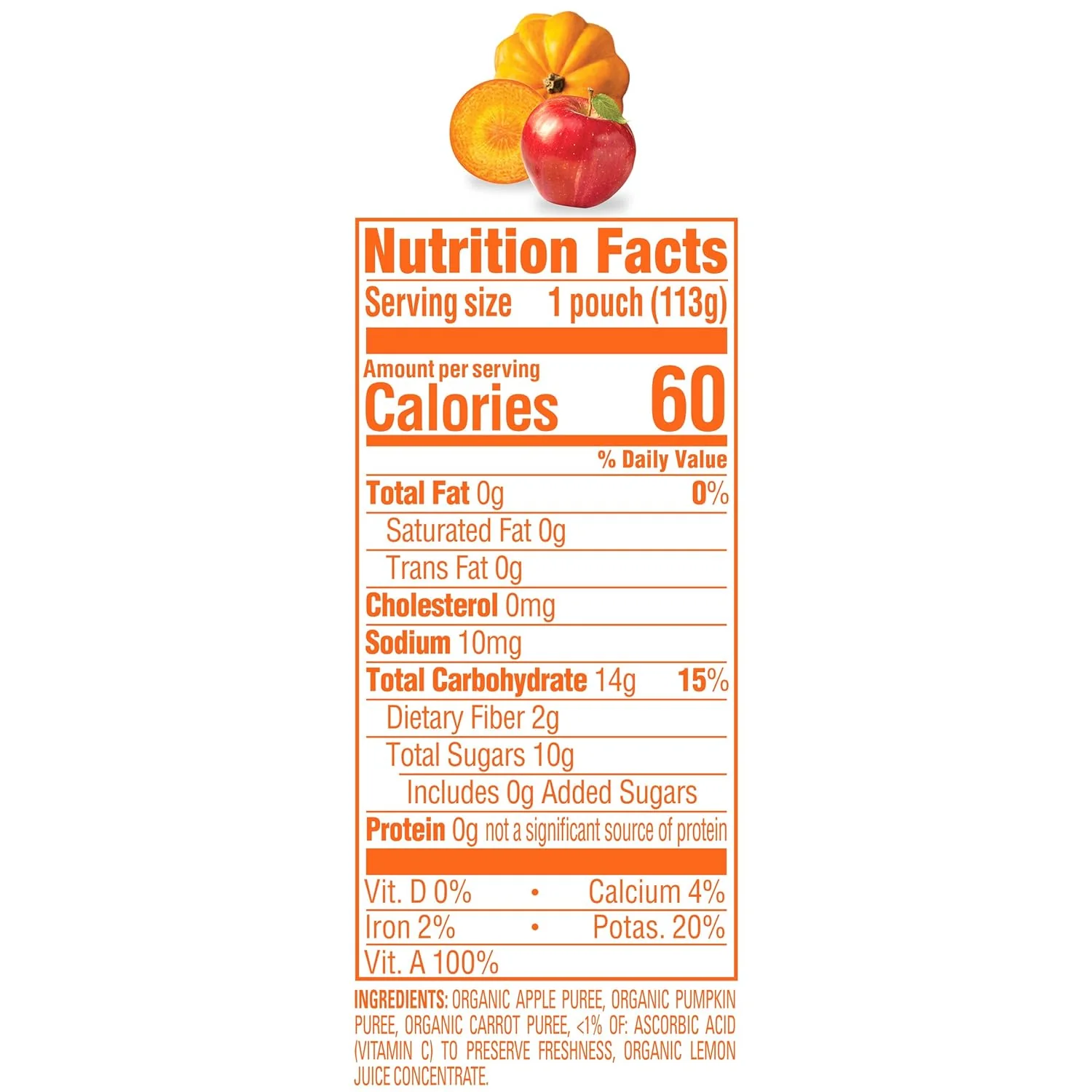 Stage 2 Organic Apples, Pumpkin and Carrots Baby Food (16 Pack) - Image 4