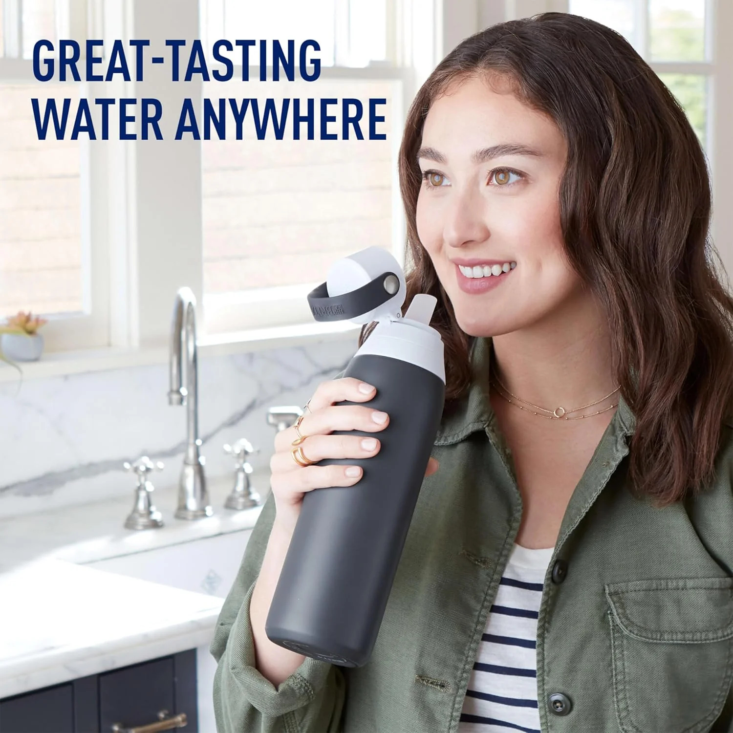 Stainless Steel Water Bottle with Filter Carbon - 32 oz Bottle - Image 3