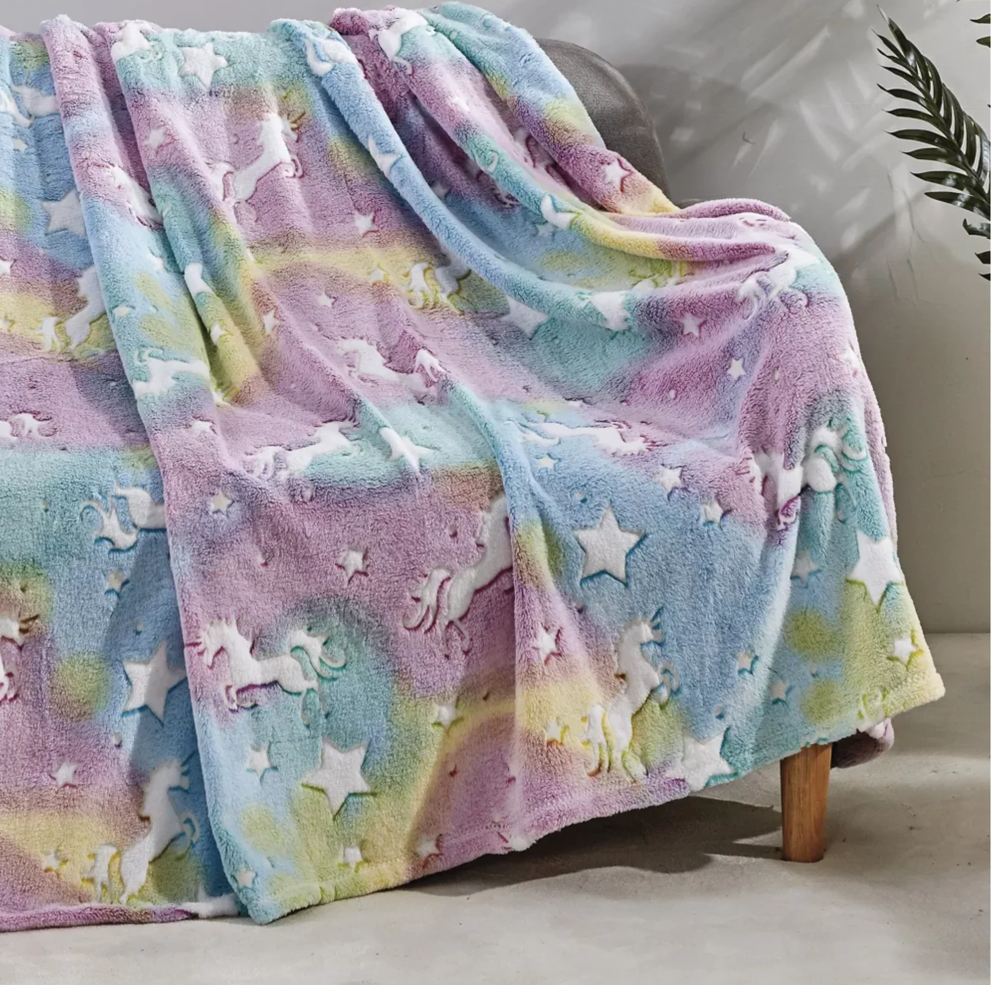 Star Glow Unicorn Micro Plush Blanket - Image 3