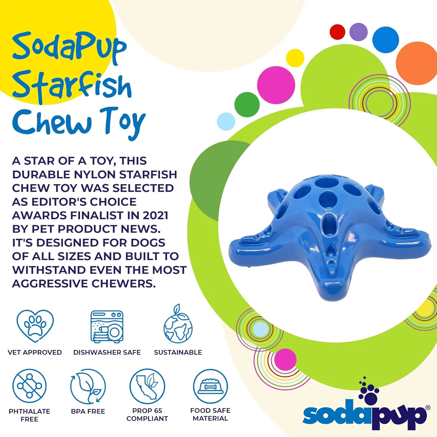 Starfish – Durable Dog Chew Toy - Blue - Image 2