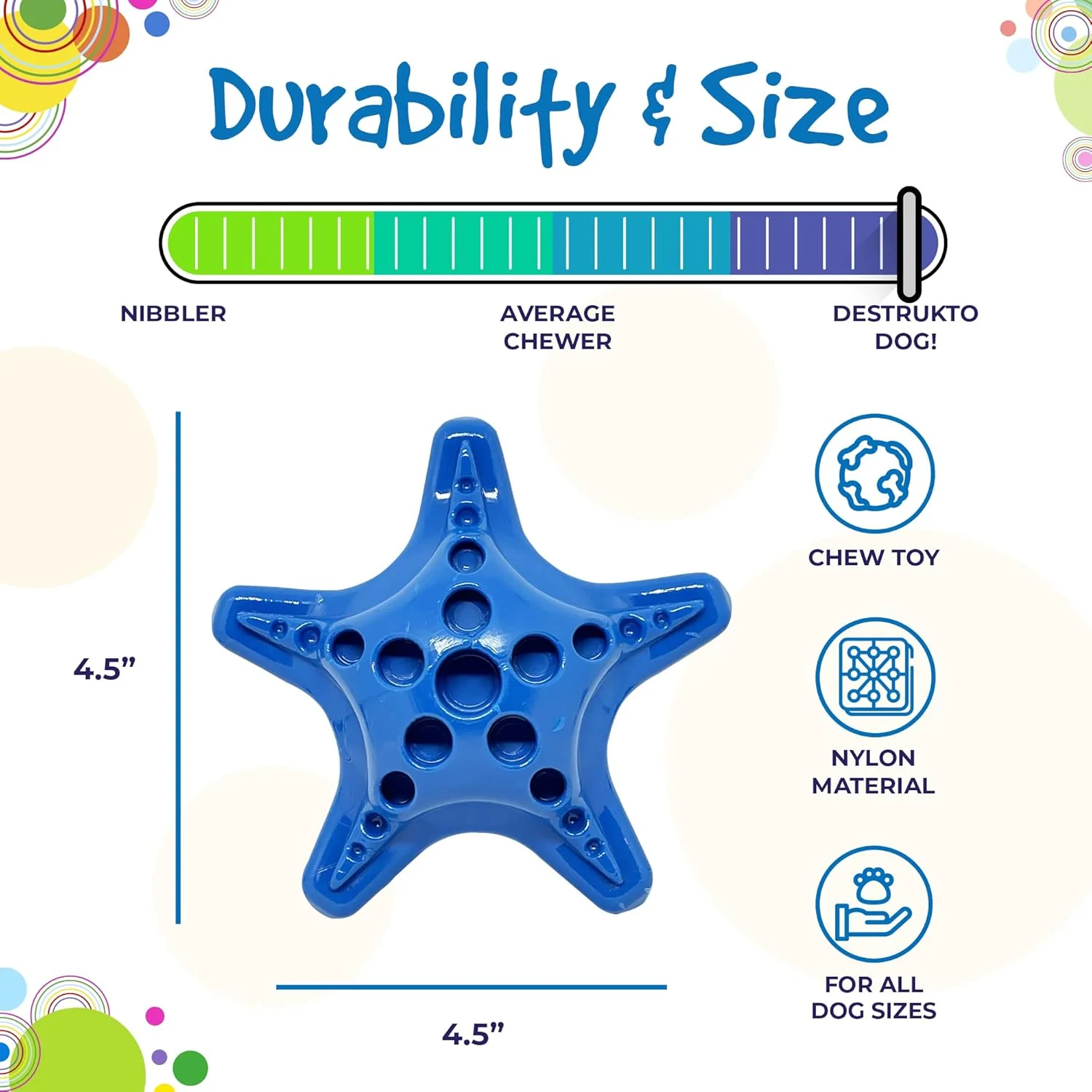 Starfish – Durable Dog Chew Toy - Blue - Image 4