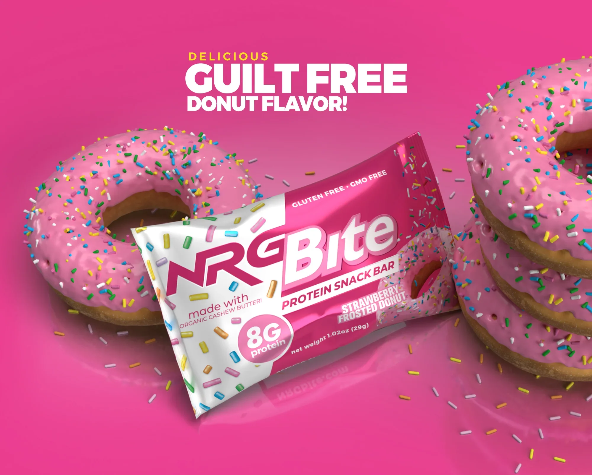 Strawberry Frosted Donut Protein Snack Bar (12 Pack) - Image 3
