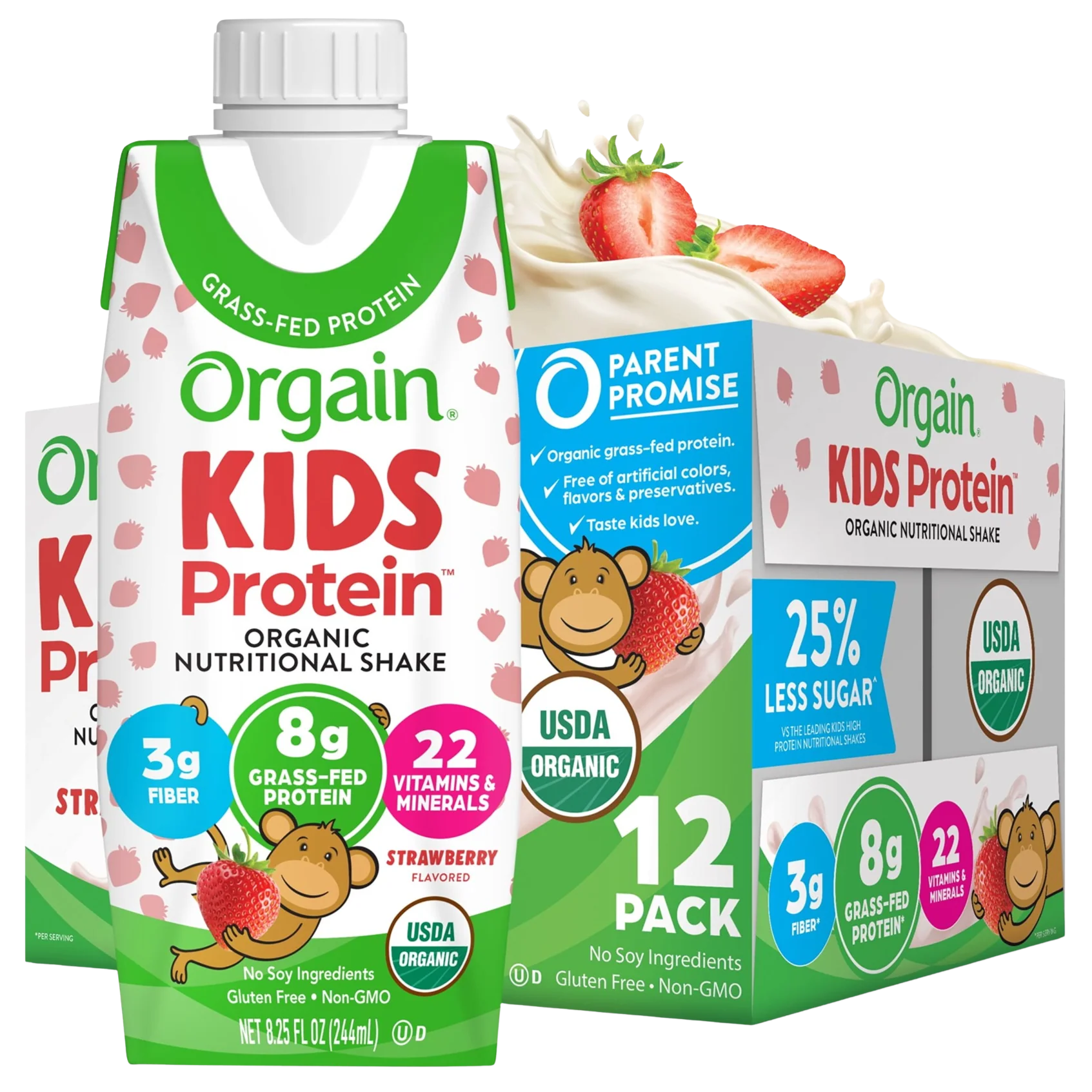 Strawberry Kids Protein Organic Nutritional Shake (12 Pack)