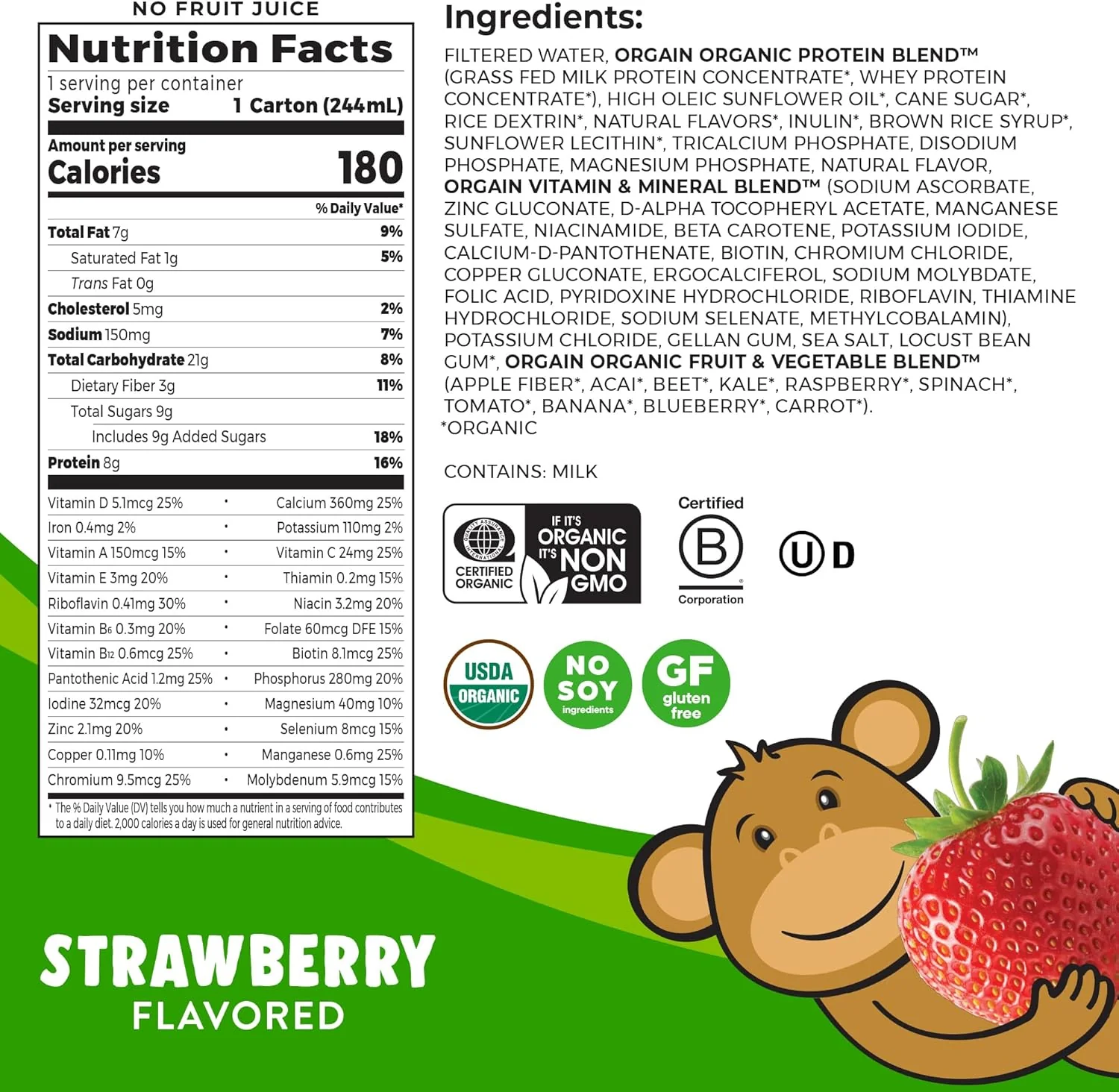 Strawberry Kids Protein Organic Nutritional Shake (12 Pack) - Image 4