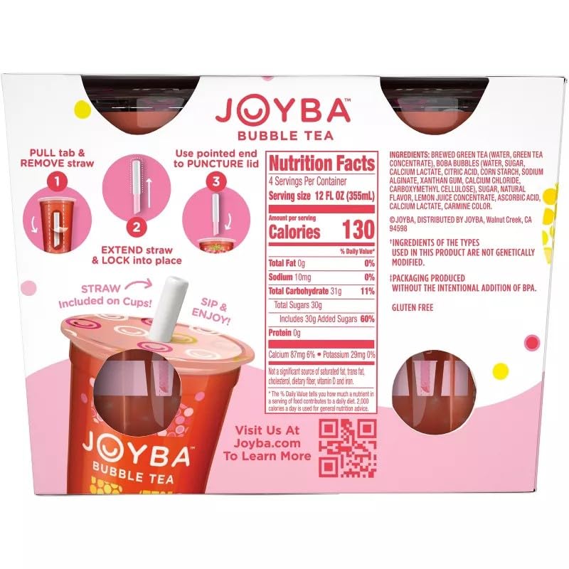 Strawberry Lemonade Green Bubble Tea (4 Pack) - Image 2