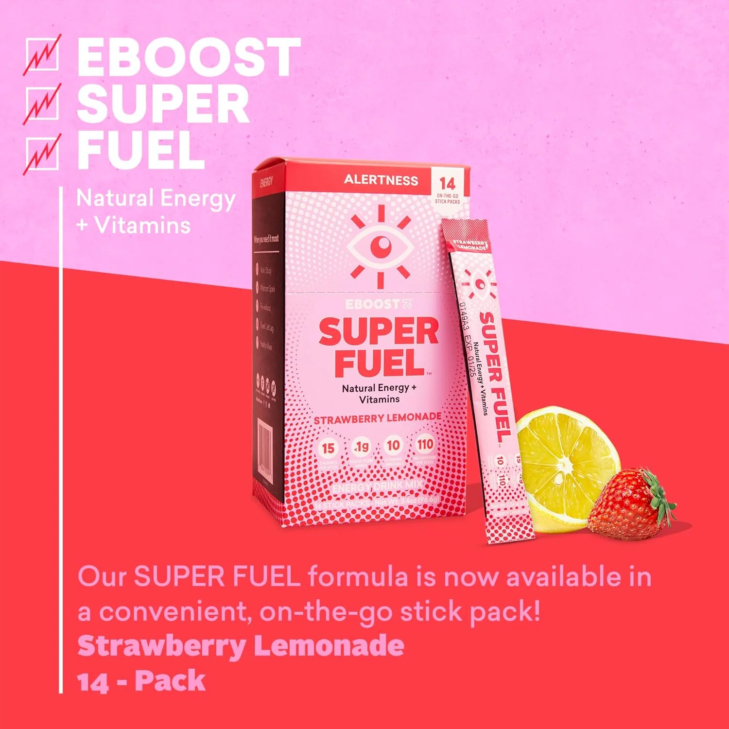Strawberry Lemonade Super Fuel Energy Powder Stick (14 CT) - Image 2