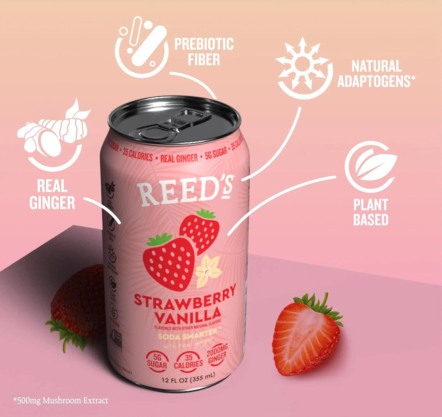 Strawberry Vanilla Functional Soda (12 Pack) - Image 2