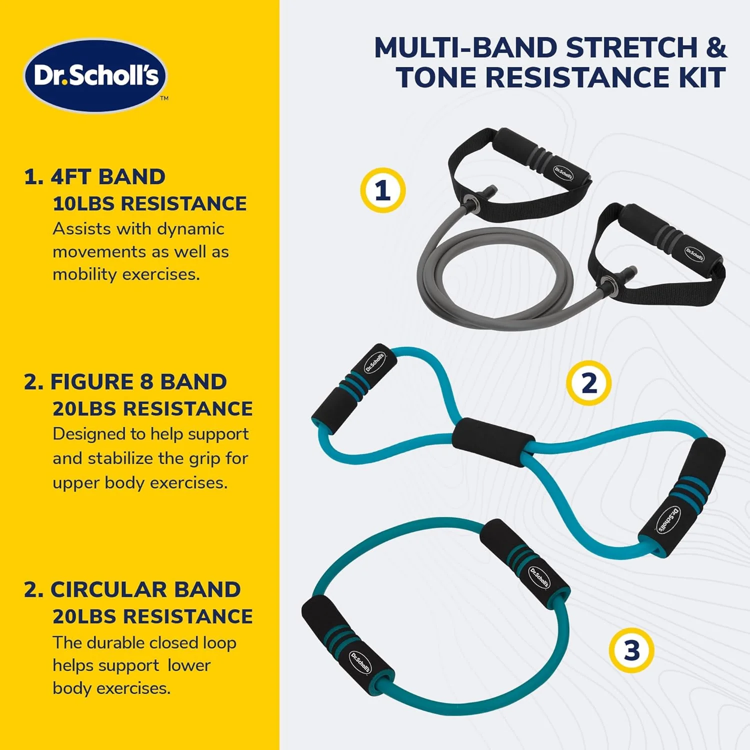 3 Piece Stretch & Tone Multi-Band Resistance Kit - Image 4