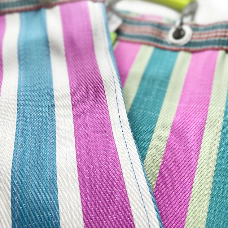 Stripe Tote Bag Rectangle D15 - Green x Pink - Image 2