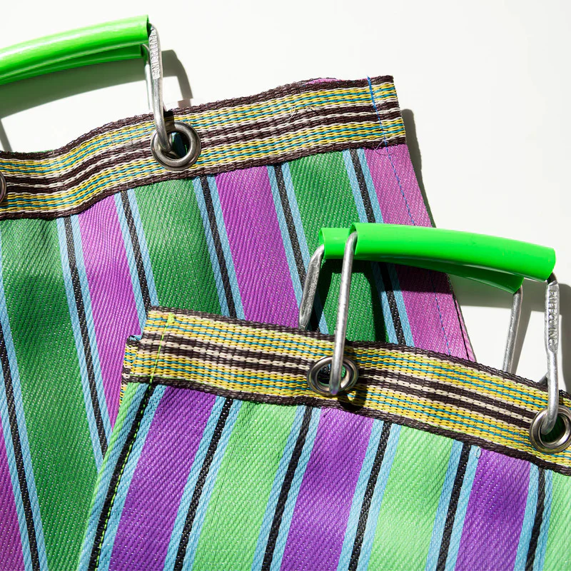 Stripe Tote Bag Rectangle D15 - Green x Purple - Image 2