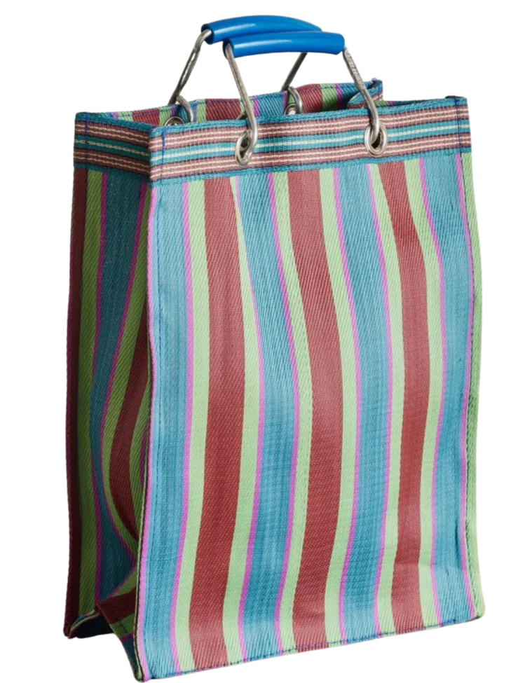 Stripe Tote Bag Rectangle D15 - Red x Blue