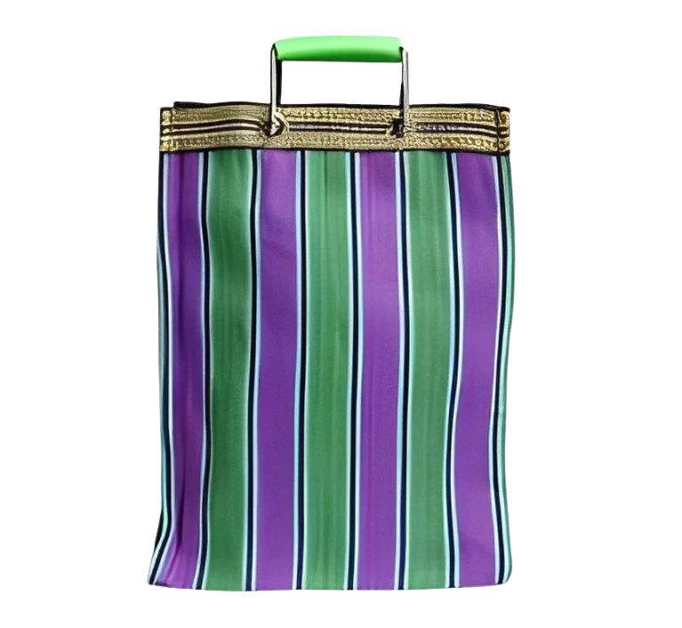 Stripe Tote Bag Rectangle D30 - Green x Purple