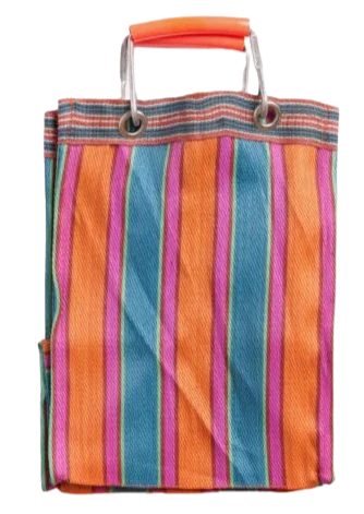 Stripe Tote Bag Rectangle D30 - Orange x Pink