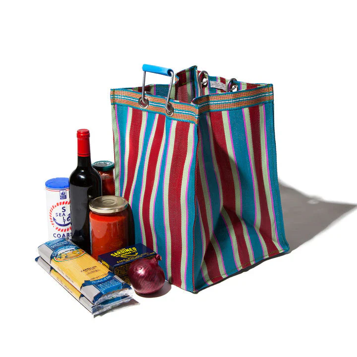 Stripe Tote Bag Rectangle D30 - Red x Blue - Image 2