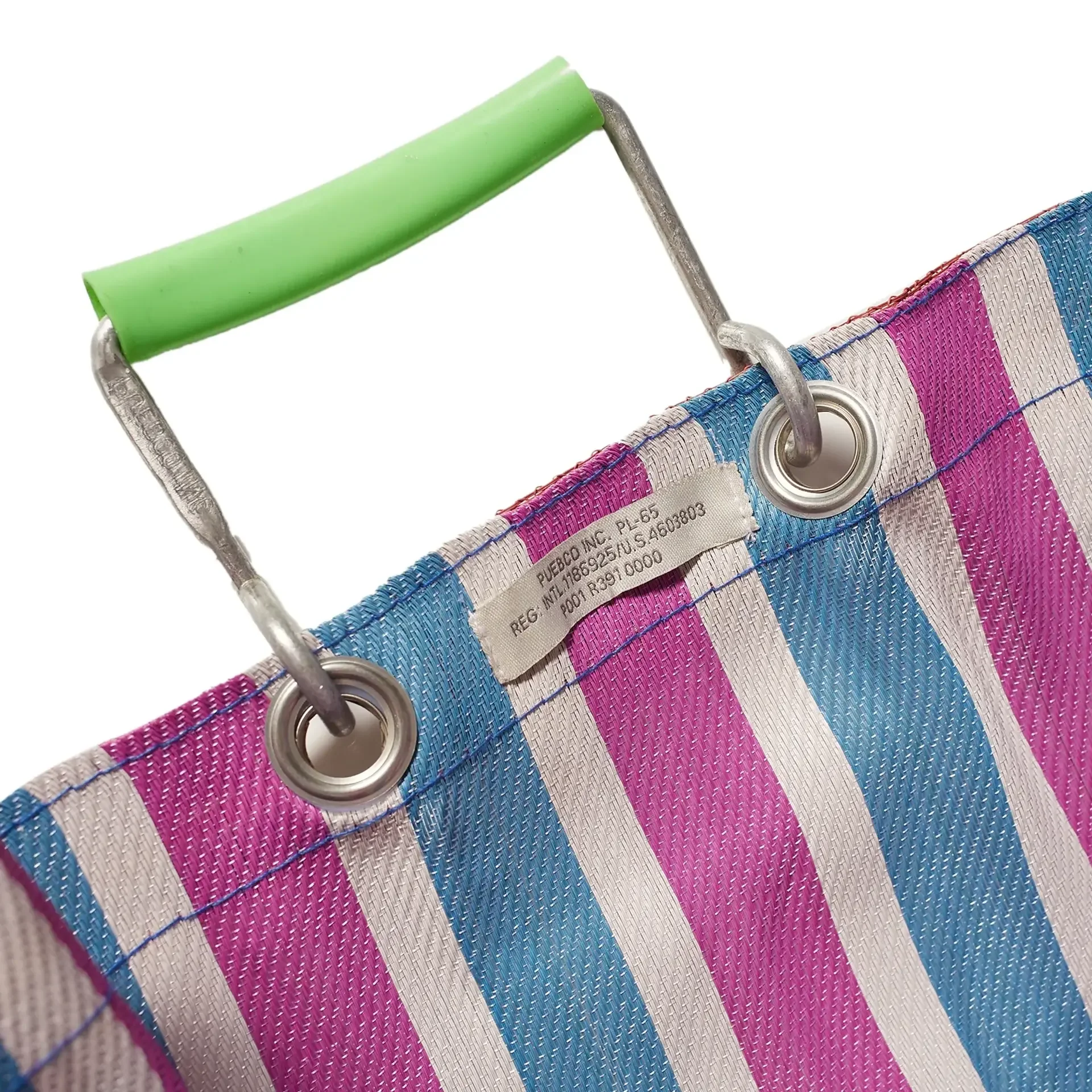 Stripe Tote Bag Square - Green x Pink - Image 2