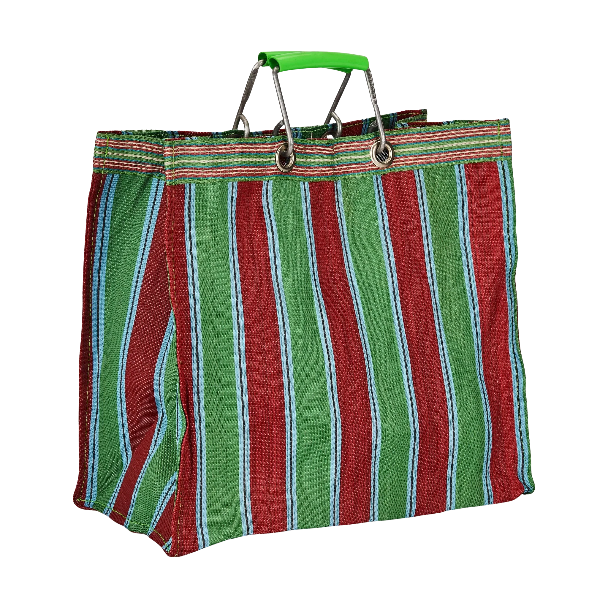 Stripe Tote Bag Square - Green x Red