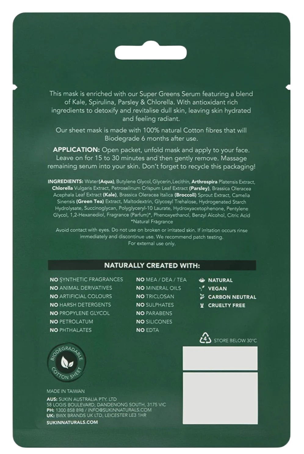 Super Greens Detoxifying Biodegradable Sheet Mask - Image 2