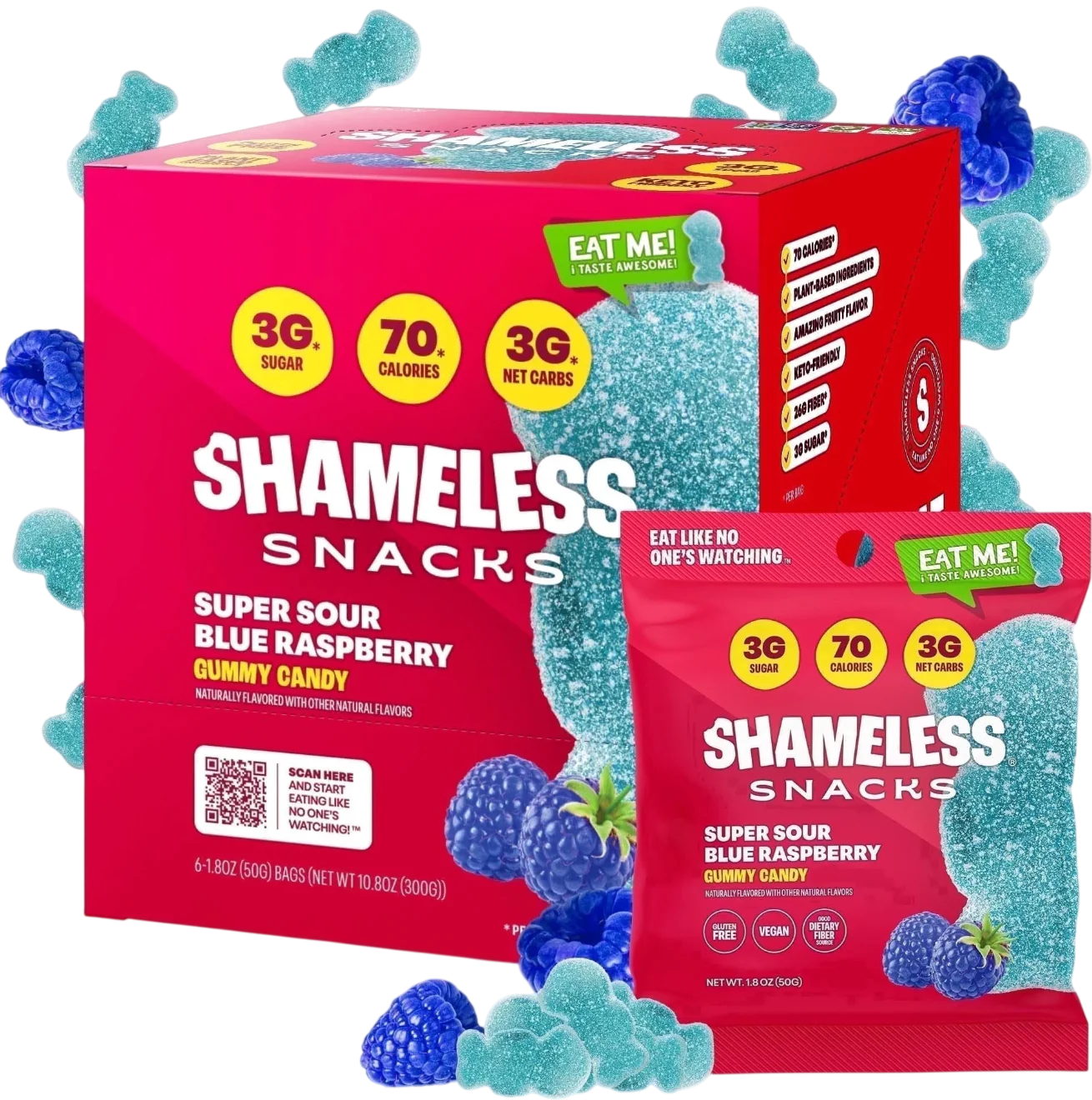 Super Sour Blue Raspberry Gummy Candy (6 CT)