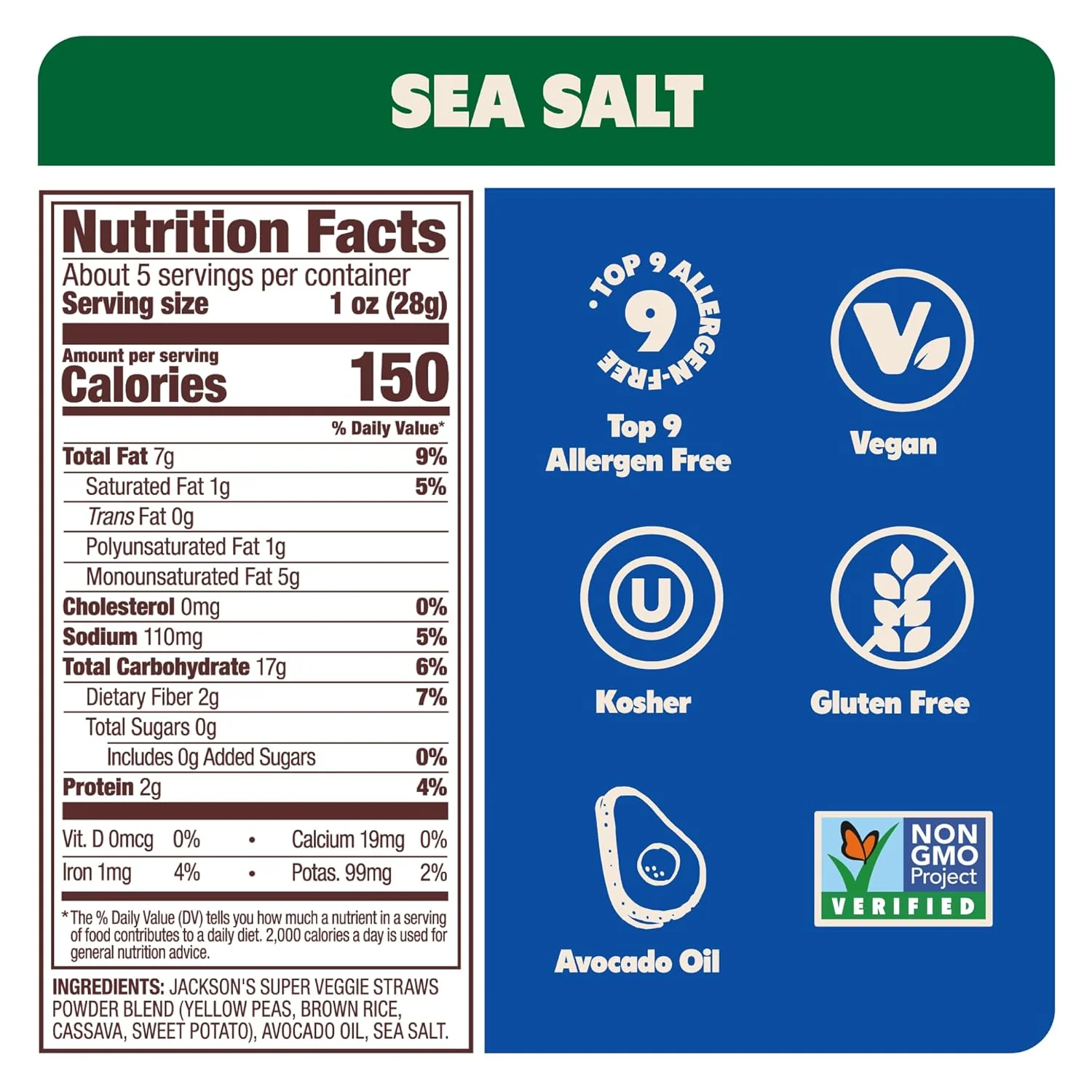 Super Veggie Straws With Avocado Oil - Sea Salt - Image 3