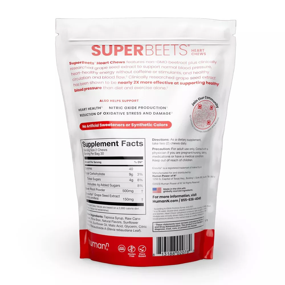 SuperBeets Heart Chews - Pomegranate Berry (60 CT) - Image 3