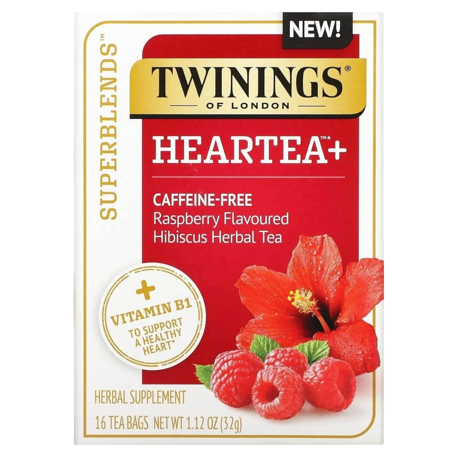 Superblends Heartea + Raspberry Hibiscus Herbal Tea