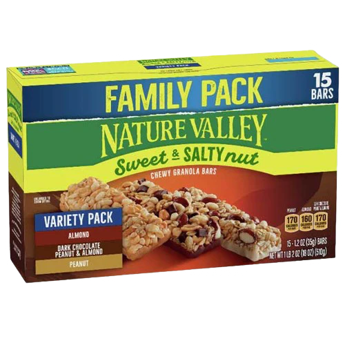 Sweet & Salty Chewy Granola Bars Variety Pack - Dark Chocolate, Peanut & Almond (15 CT)