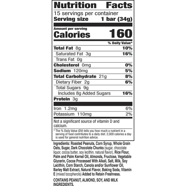 Sweet & Salty Chewy Granola Bars Variety Pack - Dark Chocolate, Peanut & Almond (15 CT) - Image 2