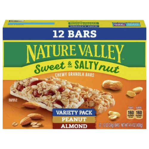 Sweet & Salty Nut Chewy Granola Bars - Peanut and Almond Variety Pack  (12CT)
