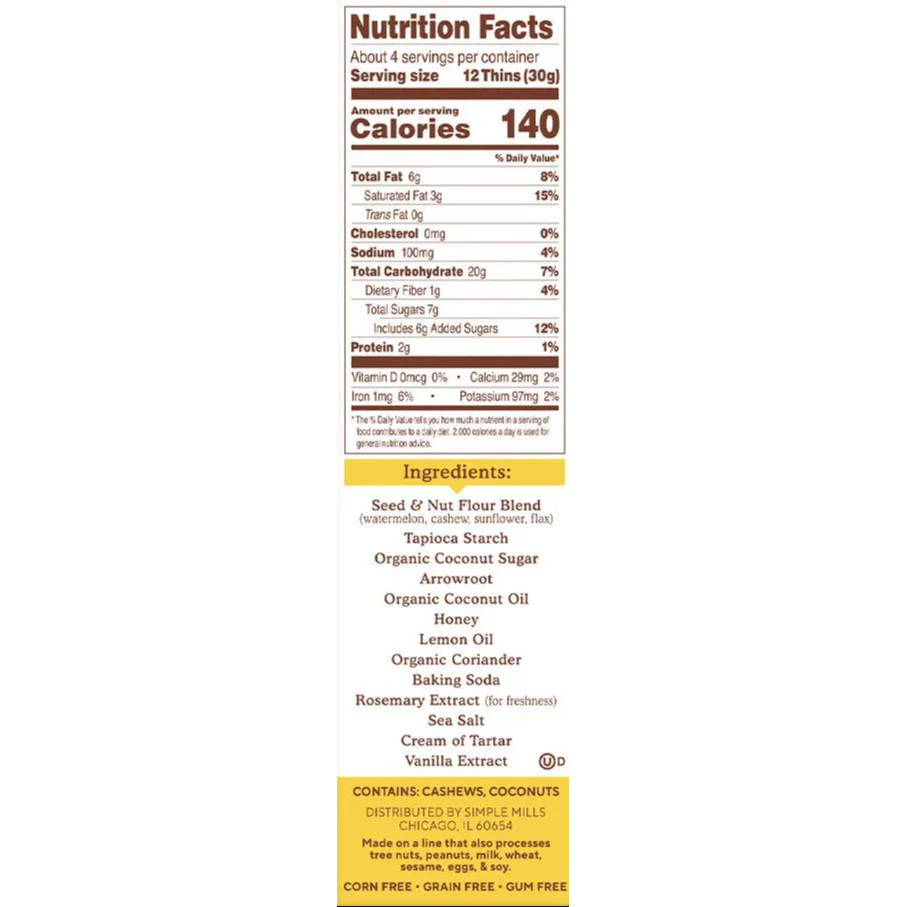Lemon Seed & Nut Flour Sweet Thins - Image 3